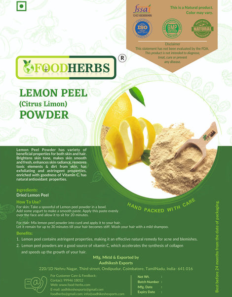 FOODHERBS Lemon Peel Powder