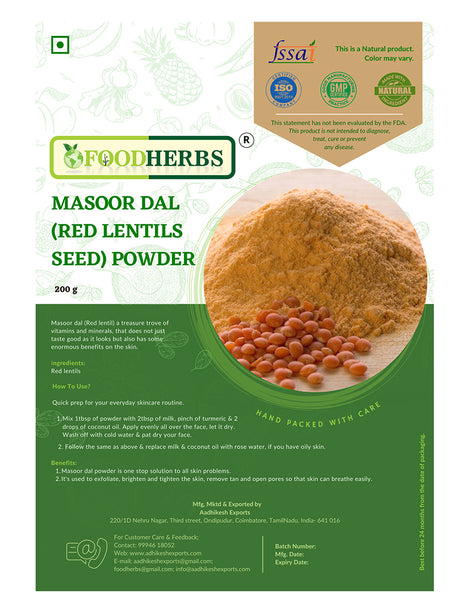 FOODHERBS Masoor Dal Powder